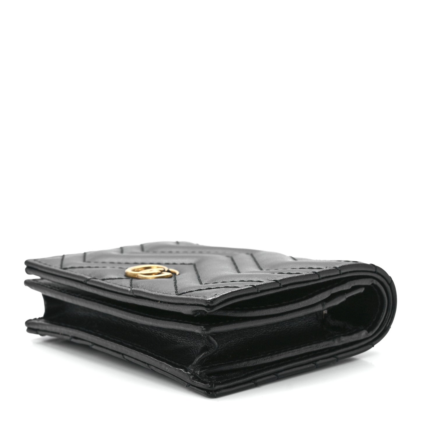 Calfskin Matelasse GG Marmont Card Case Wallet Black
