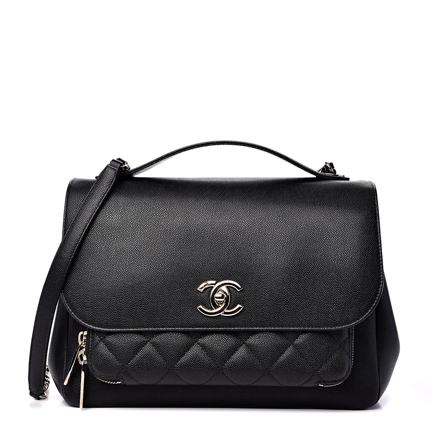 Caviar Quilted Large Business Affinity Flap Black