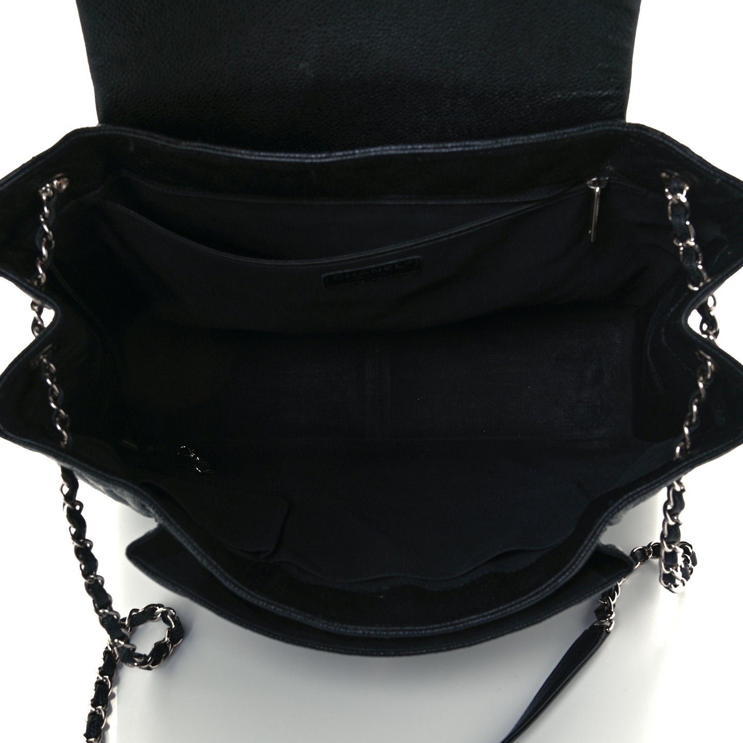 Caviar Quilted Flap Tote Black