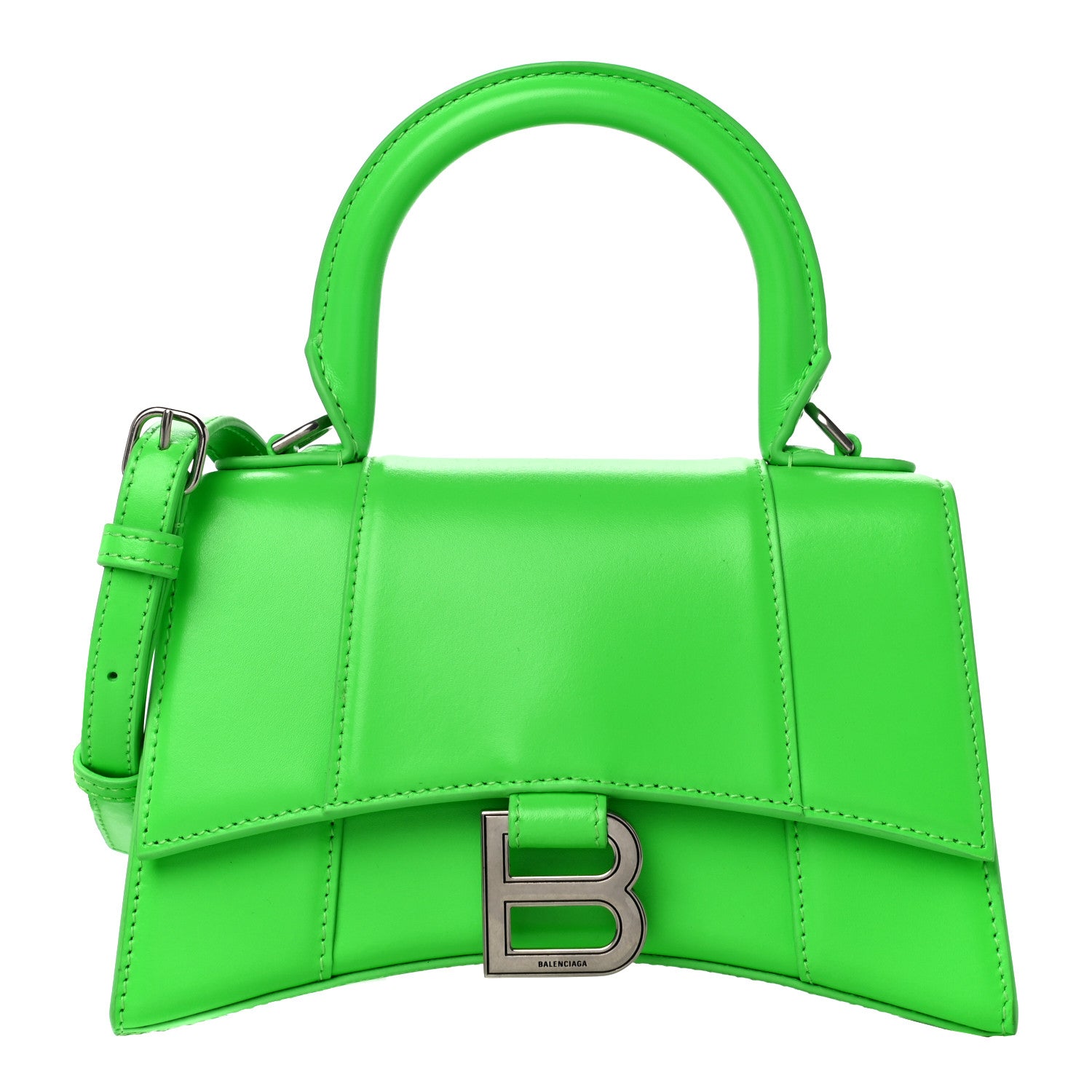 Balenciaga Shiny Box Calfskin Hourglass Top Handle Bag XS Fluo Green 1 of 11