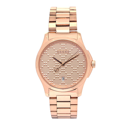 Gucci Stainless Steel 38mm G-Timeless Diamante Quartz Watch Rose 1 of 5