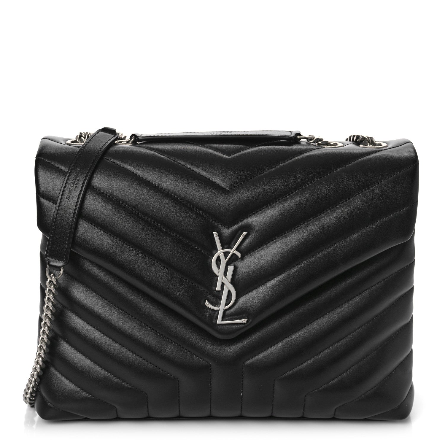 Saint Laurent Calfskin Y Quilted Monogram Medium Loulou Chain Satchel Black 1 of 8