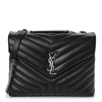 Saint Laurent Calfskin Y Quilted Monogram Medium Loulou Chain Satchel Black 1 of 8