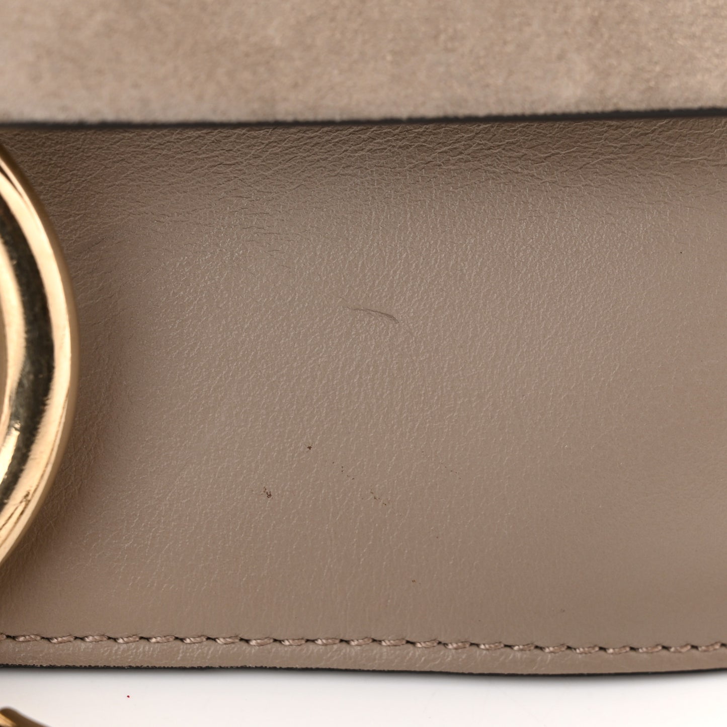 Suede Calfskin Small Faye Shoulder Bag Motty Grey