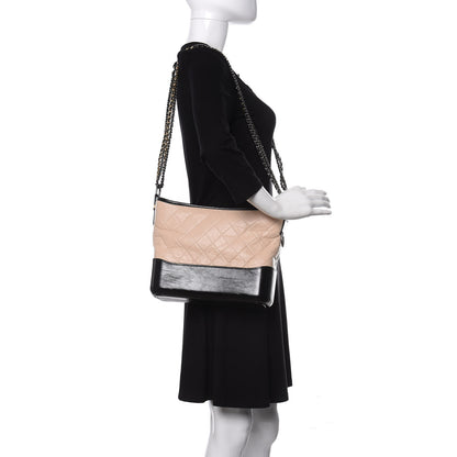 Chanel Aged Calfskin Quilted Medium Gabrielle Hobo Beige Black 2 of 19
