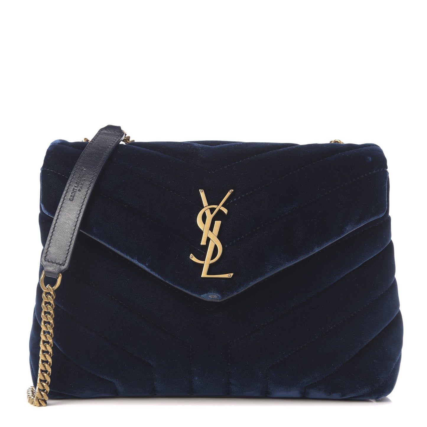 Velvet Y Quilted Monogram Small Loulou Chain Satchel Medium Blue