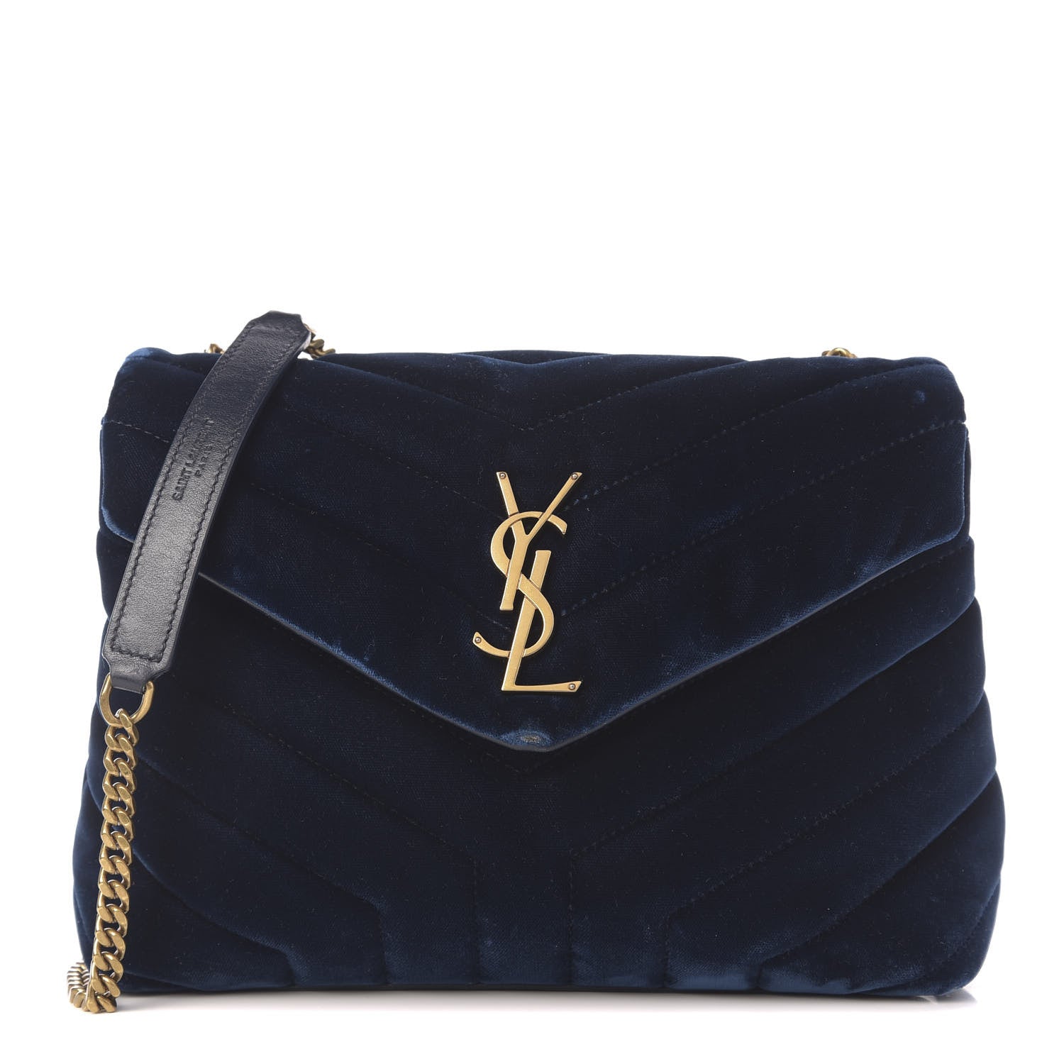 Saint Laurent Velvet Y Quilted Monogram Small Loulou Chain Satchel Medium Blue 1 of 11