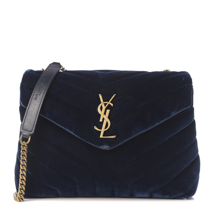 Saint Laurent Velvet Y Quilted Monogram Small Loulou Chain Satchel Medium Blue 1 of 11