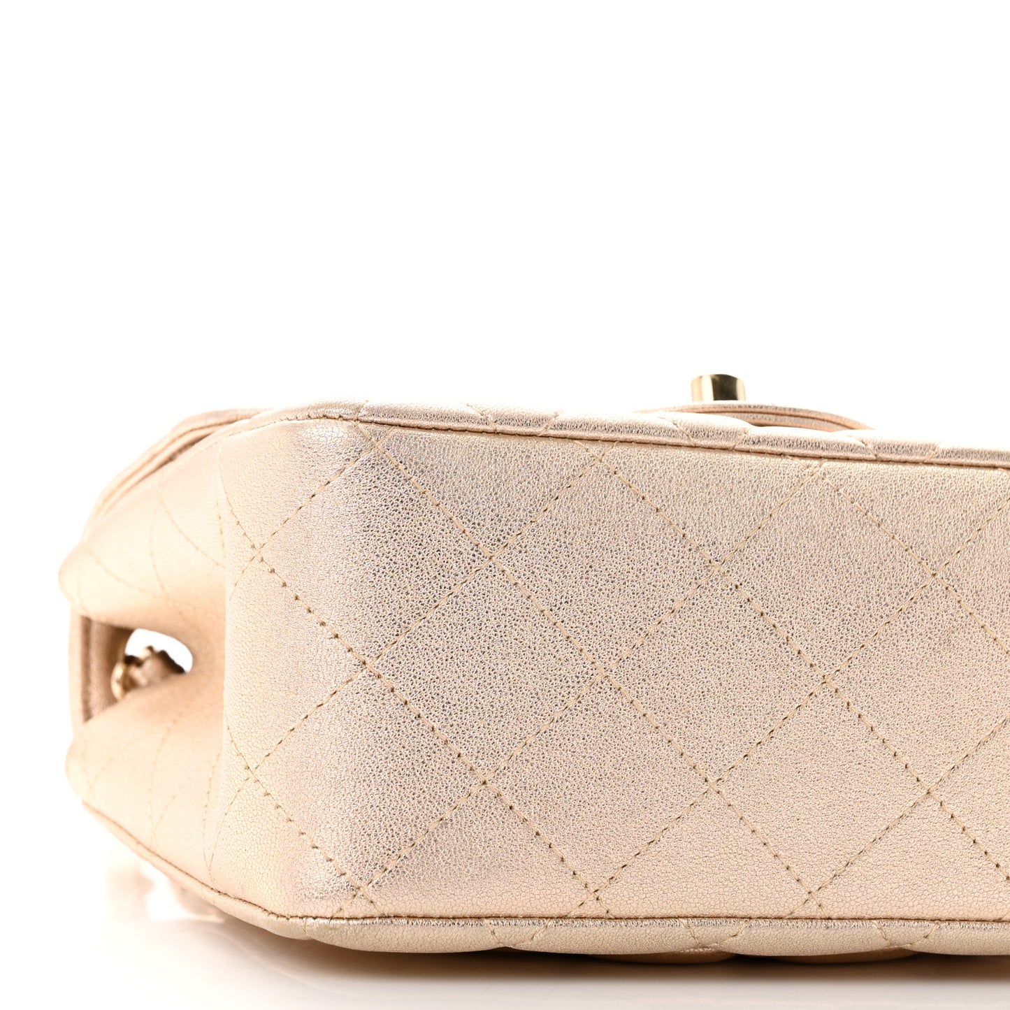 Metallic Lambskin Quilted Mini Square Flap Gold