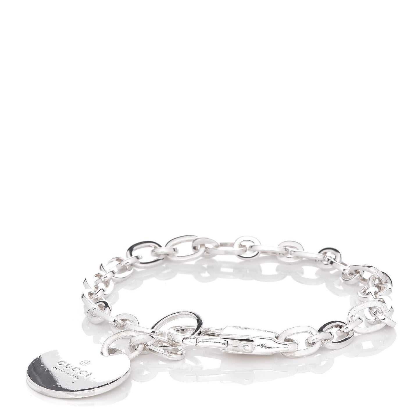 Sterling Silver Link Round Charm Bracelet