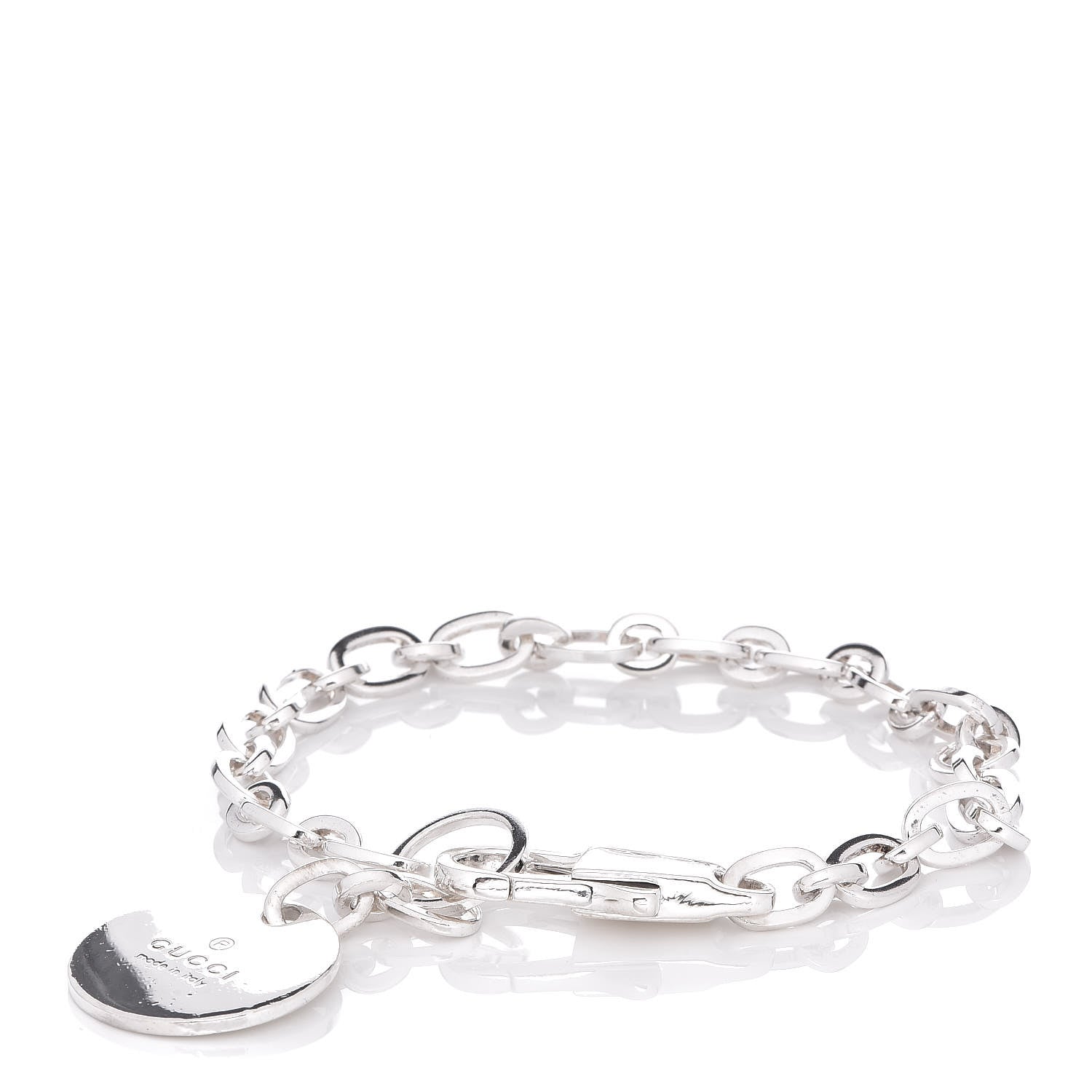 Gucci Sterling Silver Link Round Charm Bracelet 1 of 4