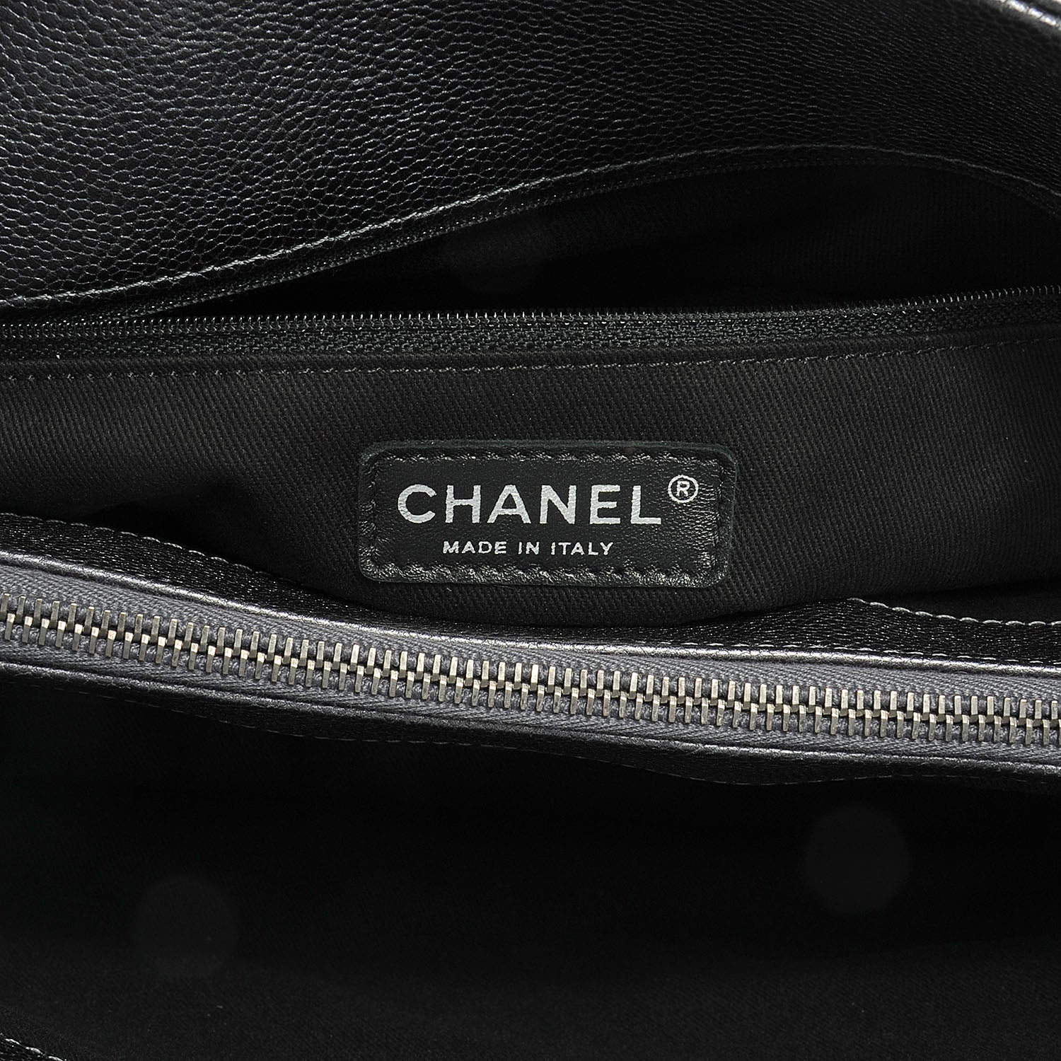 Chanel Caviar Timeless CC Large Zip Shopping Tote Dark Silver 7 of 8