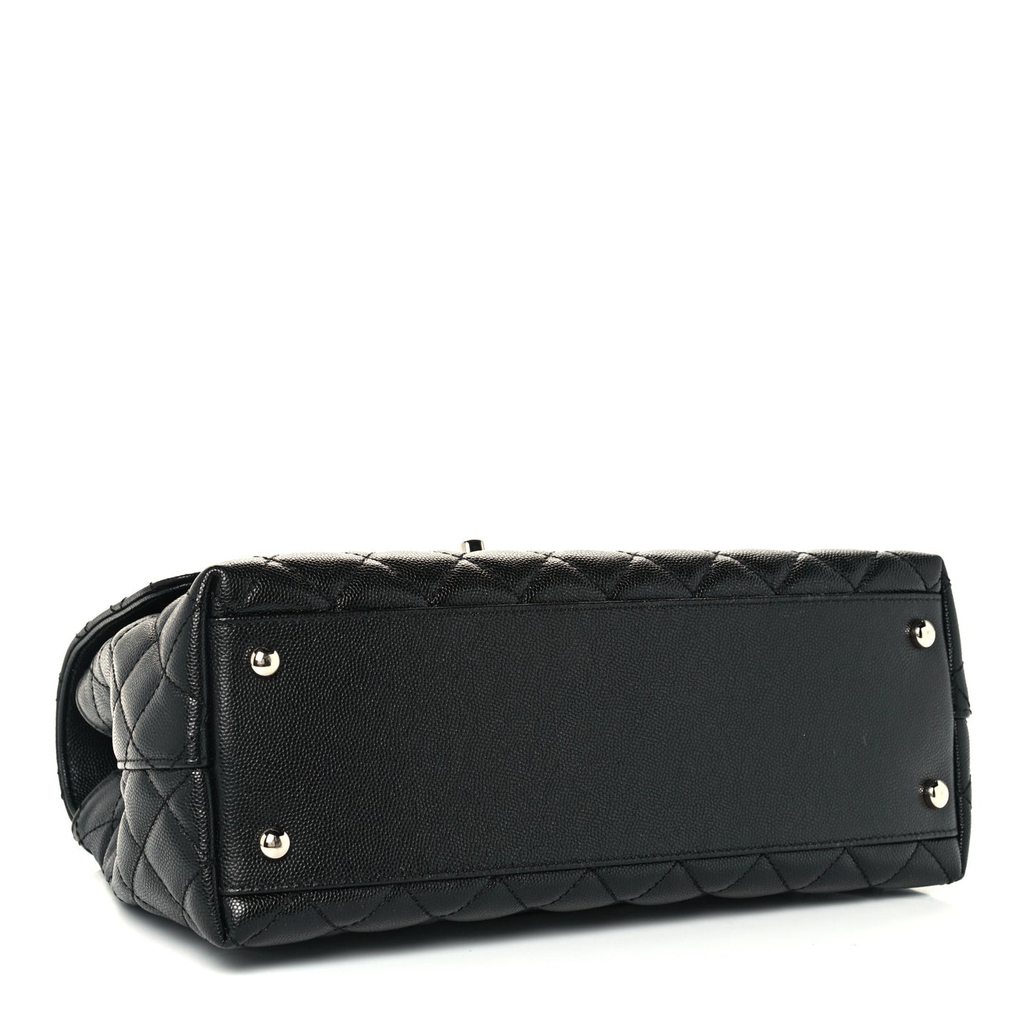 Caviar Lizard Quilted Small Coco Handle Flap Black