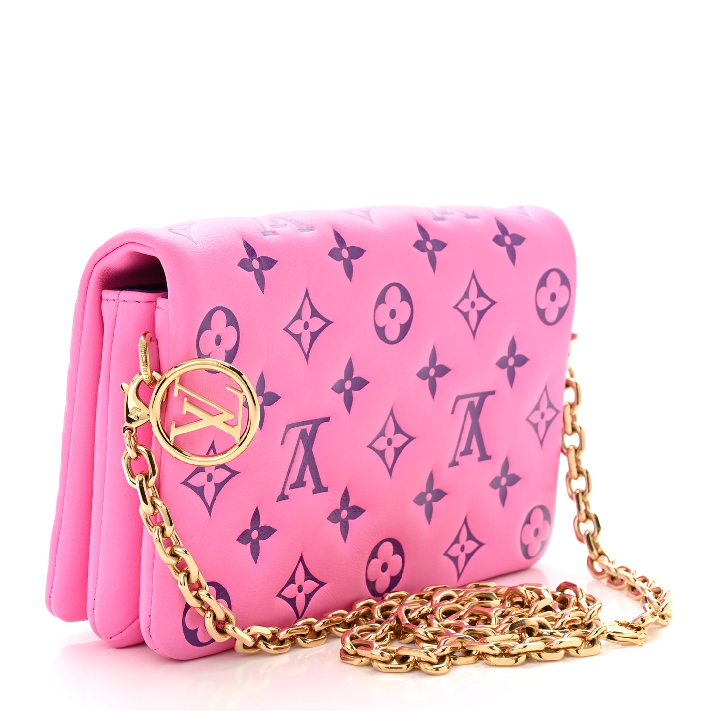 Lambskin Embossed Monogram Vuittamins Pochette Coussin Rose Violet
