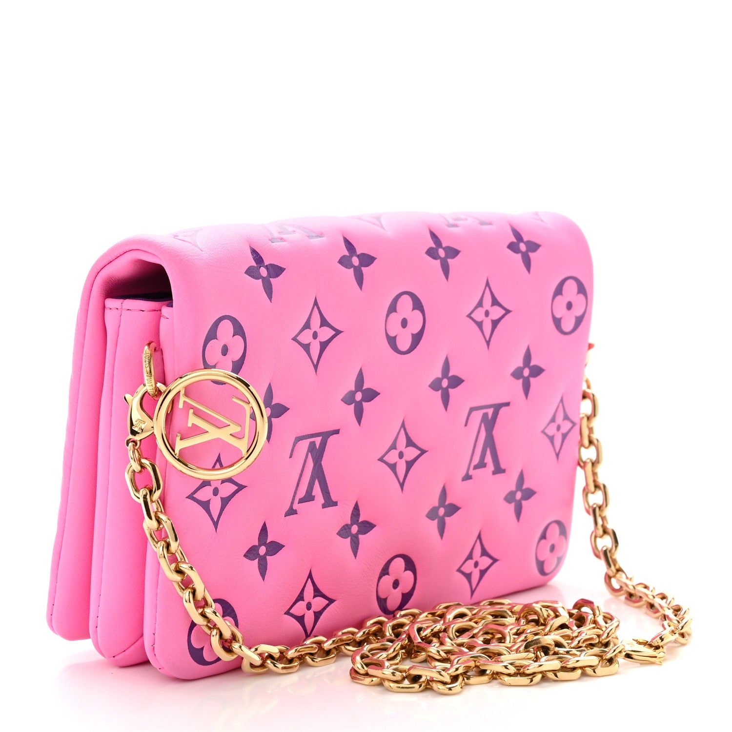 Louis Vuitton Lambskin Embossed Monogram Vuittamins Pochette Coussin Rose Violet 3 of 13