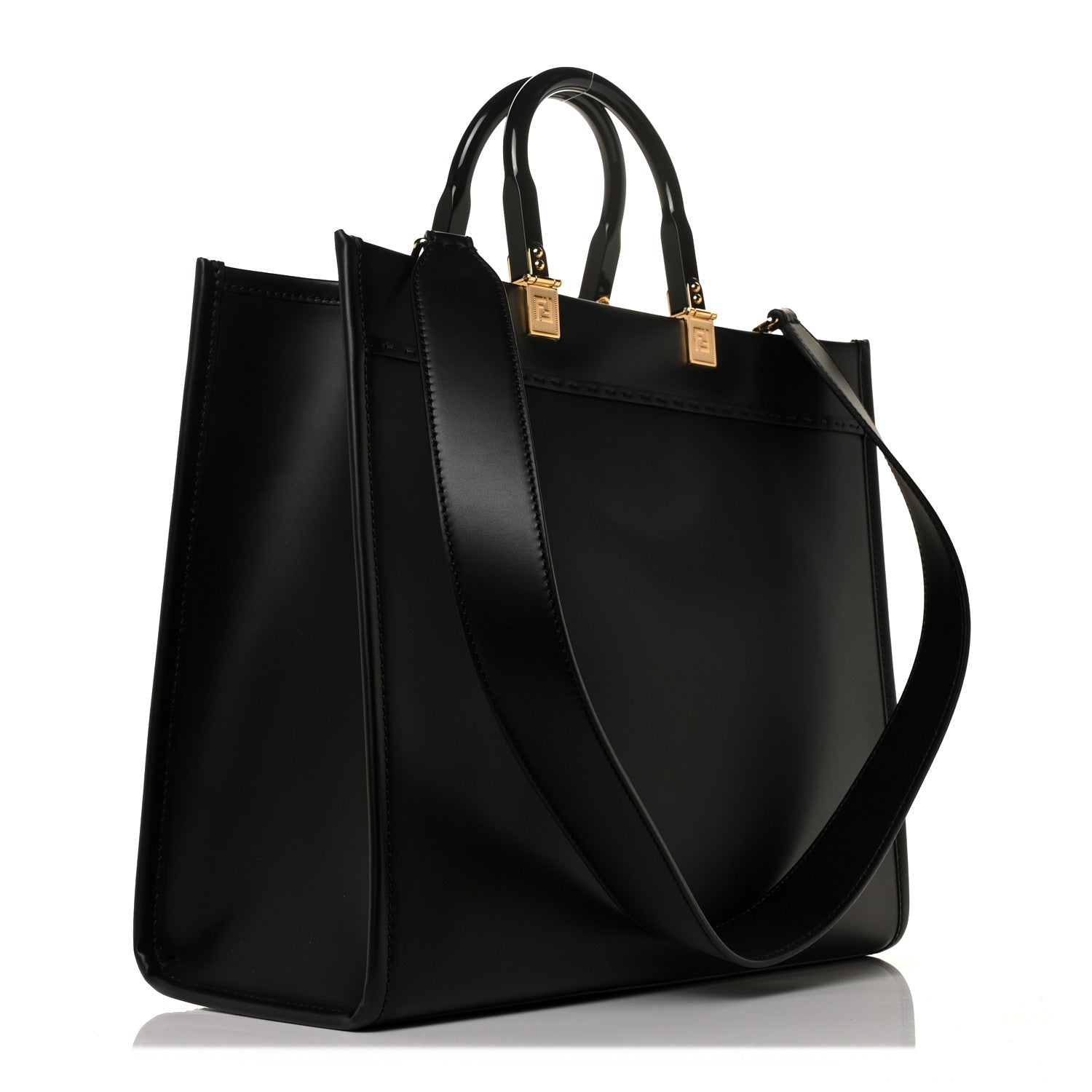 Fendi X VERSACE Calfskin Plexiglass Fendace Medium Fendi Sunshine Shopper Tote Black 3 of 9