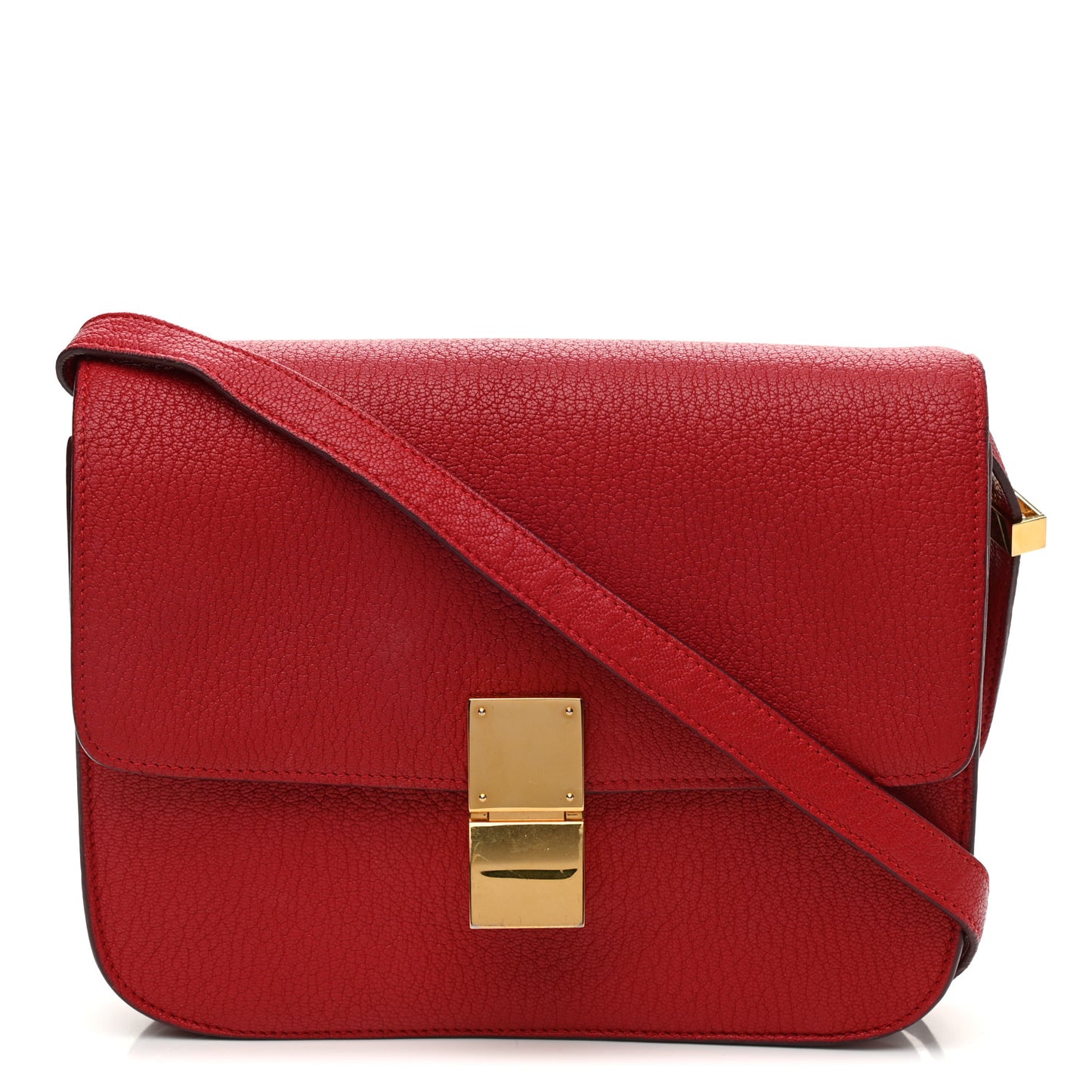 Goatskin Medium Classic Box Flap Bag Carmin