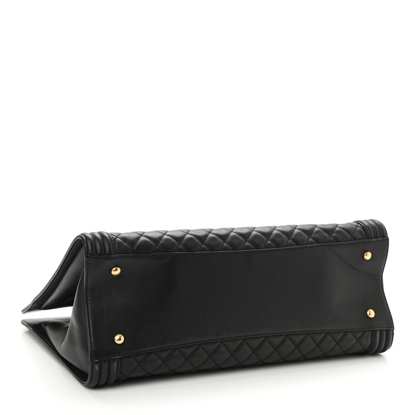 Calfskin Quilted Boy Shopping Tote Black