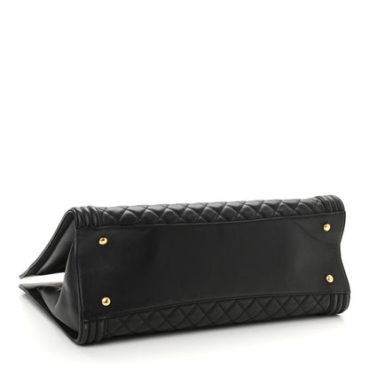 Chanel Calfskin Quilted Boy Shopping Tote Black 4 of 10