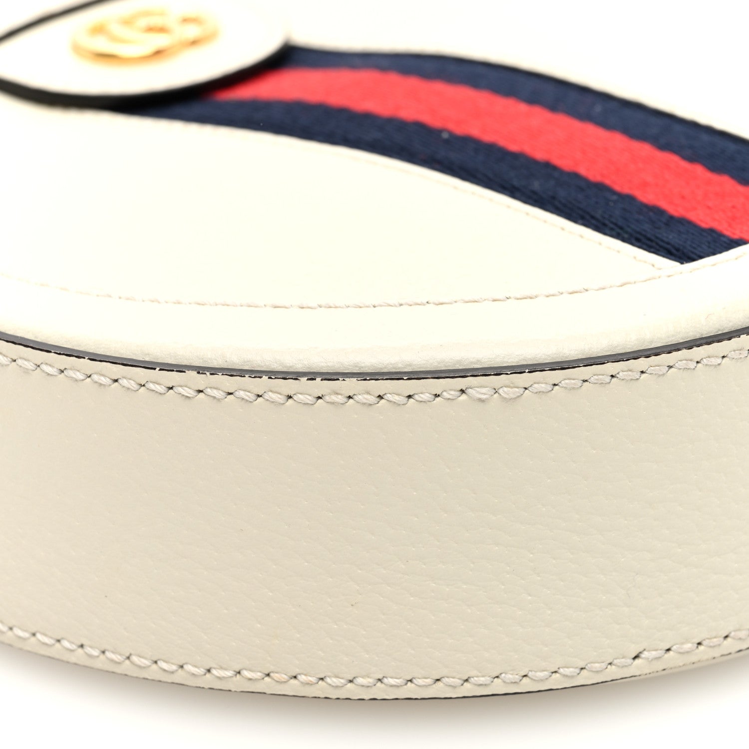 Gucci Textured Calfskin Web Mini Ophidia Round Shoulder Bag Mystic White 9 of 10