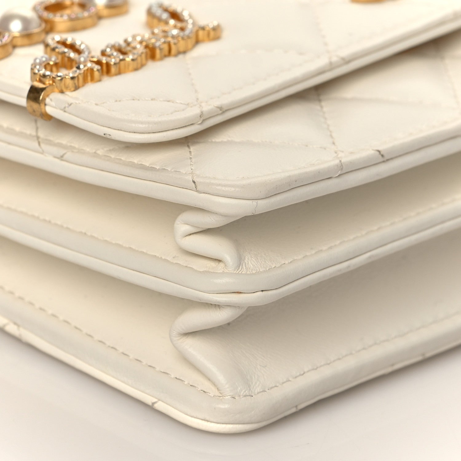 Chanel Lambskin Quilted Coco Clips Mini Wallet On Chain WOC White 10 of 11