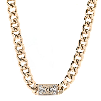 Chanel Crystal CC Chain Link Choker Necklace Gold 1 of 7