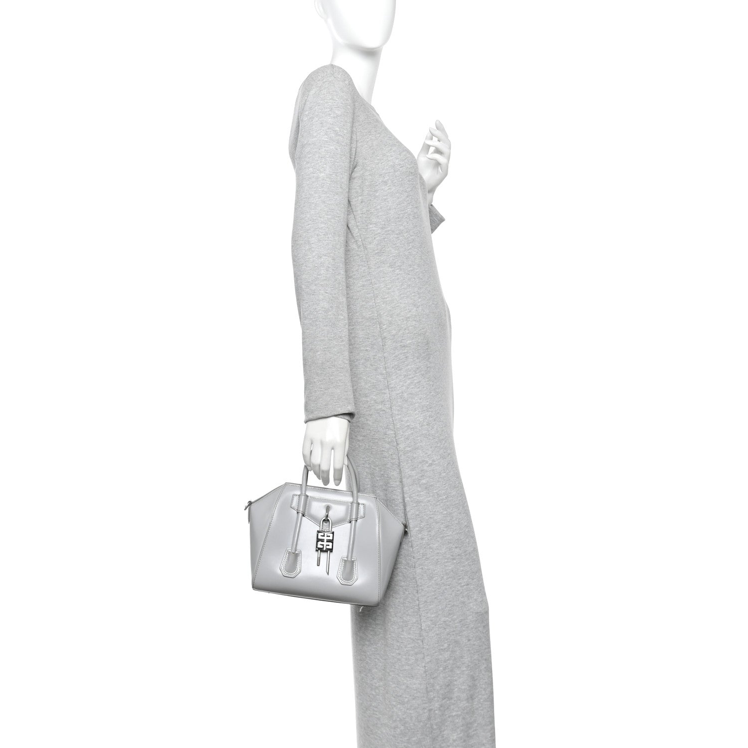 Givenchy Box Calfskin Mini Lock Antigona Shoulder Bag Medium Grey 2 of 9