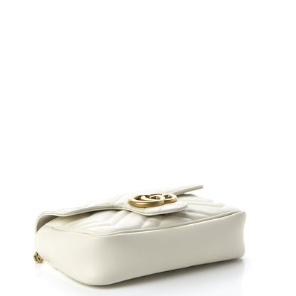 Gucci Calfskin Matelasse Super Mini GG Marmont Shoulder Bag White 4 of 11