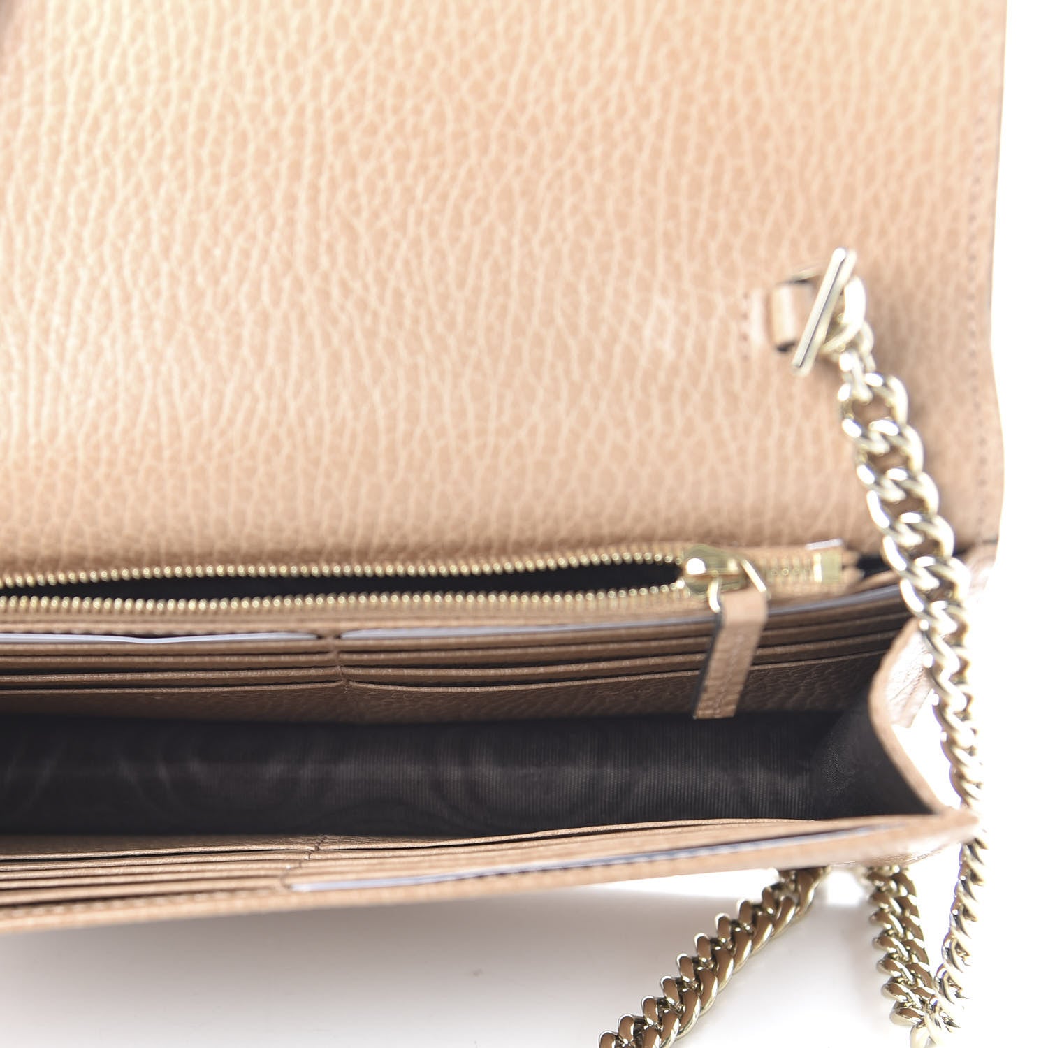 Gucci Dollar Calfskin Interlocking G Chain Wallet Camelia 4 of 9