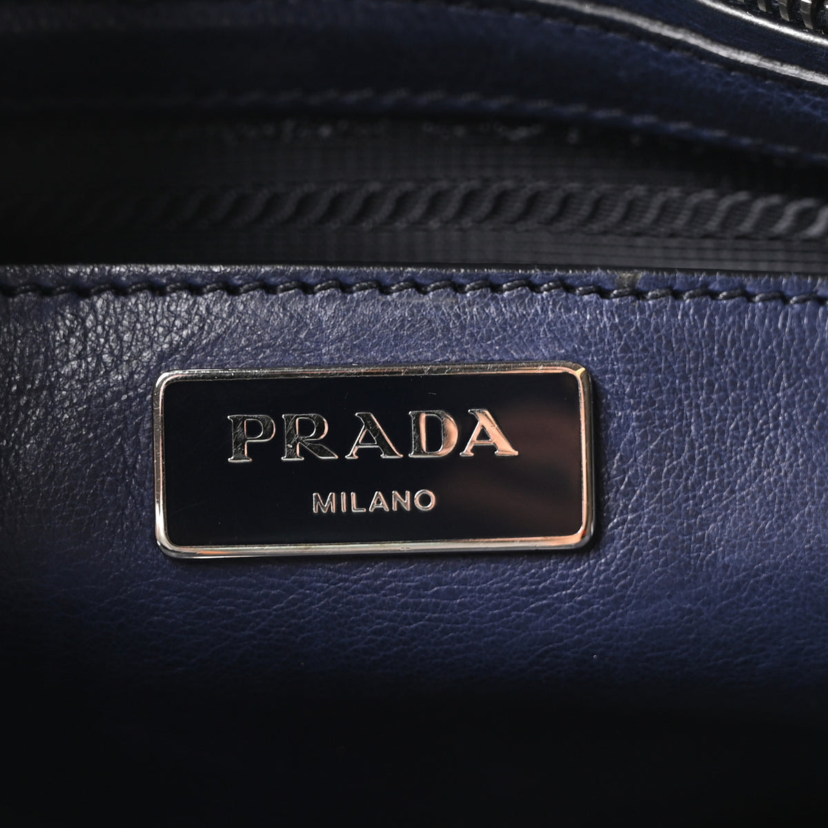 Prada Glace Calfskin Twin Pocket Tote Bluette 6 of 10
