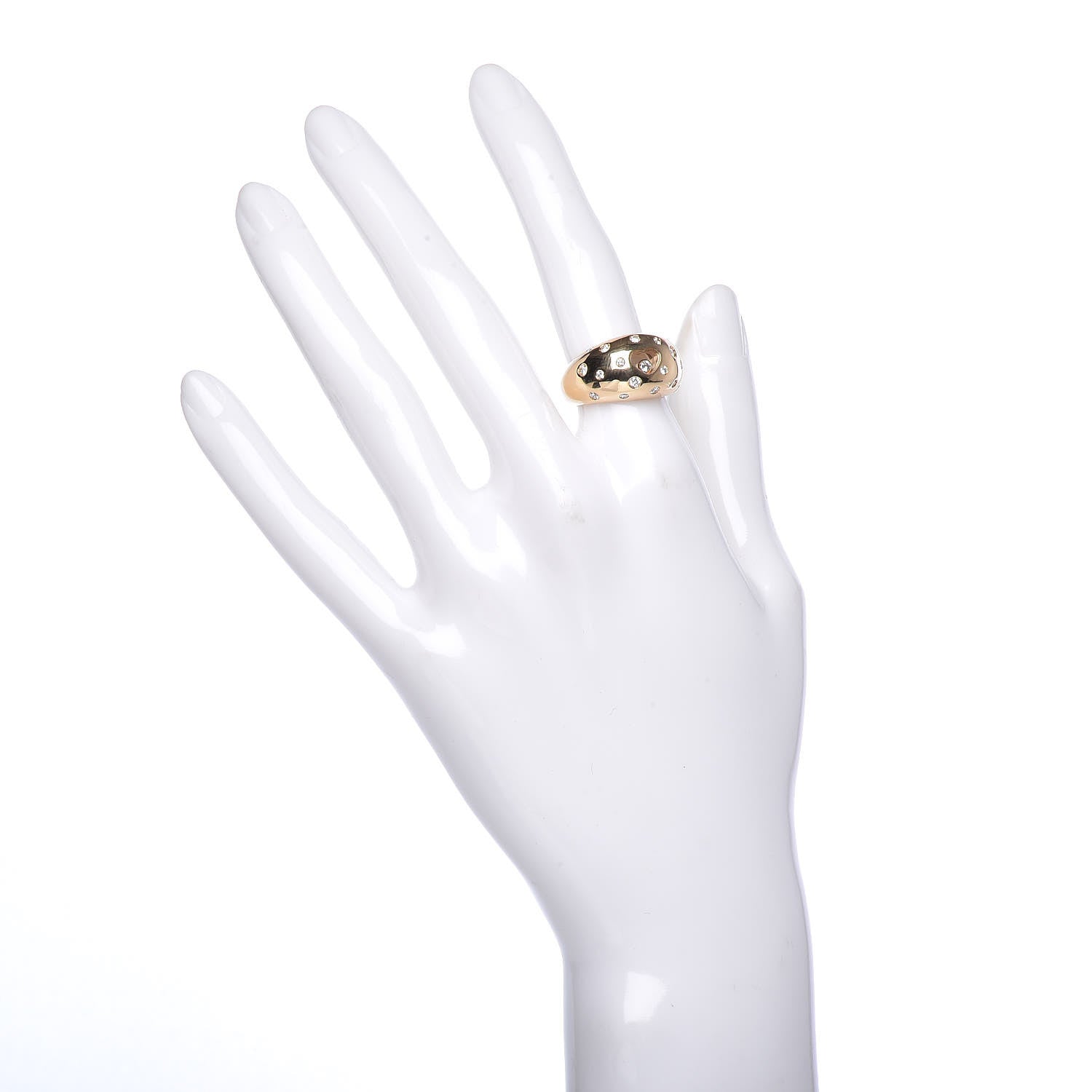 Chopard 18K Yellow Gold Diamond Happy Diamonds Heart Dome Ring 50 5.25 2 of 5