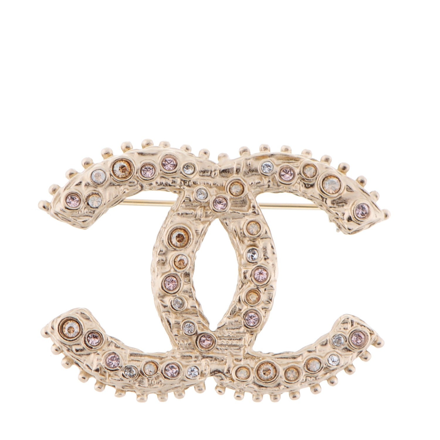 Chanel Crystal CC Brooch Light Gold 1 of 4