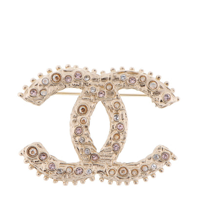 Chanel Crystal CC Brooch Light Gold 1 of 4