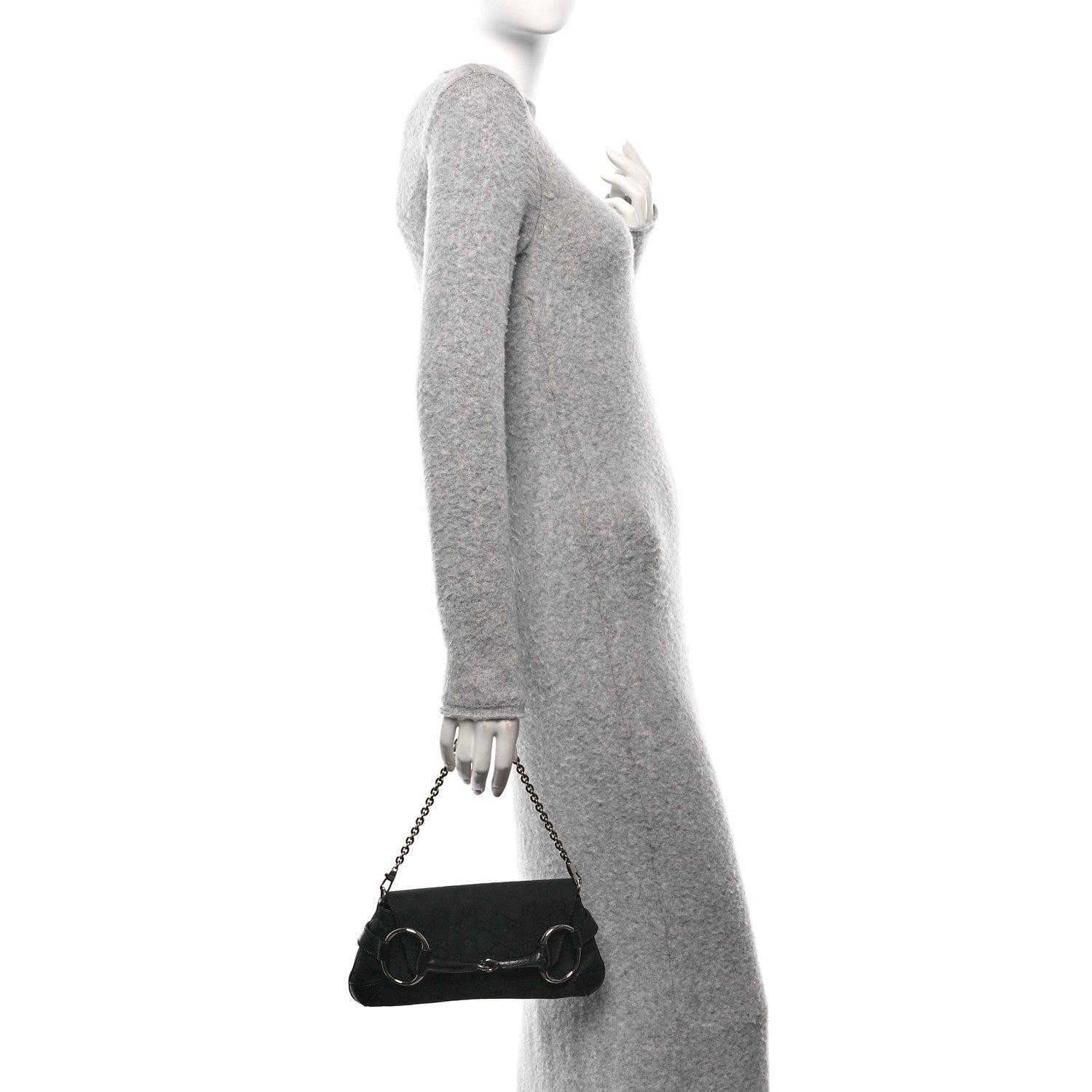 Gucci Monogram Horsebit Chain Clutch Black 2 of 10