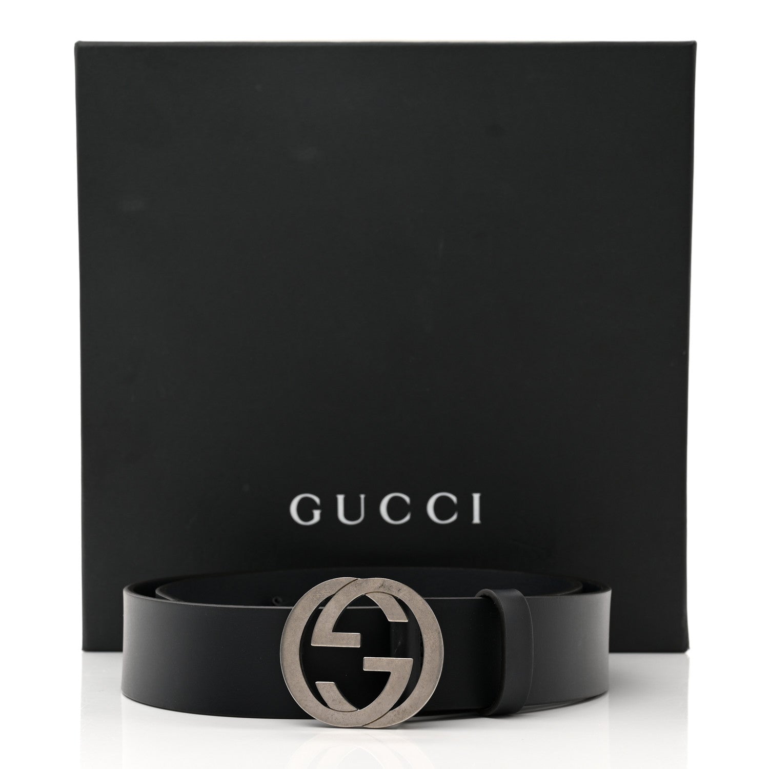Gucci Selleria Calfskin Mens Interlocking G 37mm Belt 90 36 Black 6 of 6