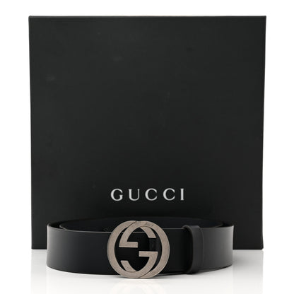 Gucci Selleria Calfskin Mens Interlocking G 37mm Belt 90 36 Black 6 of 6
