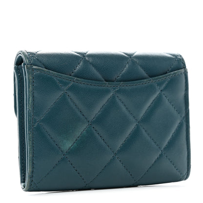 Chanel Lambskin Quilted Flap Card Holder Wallet Dark Turquoise 3 of 11