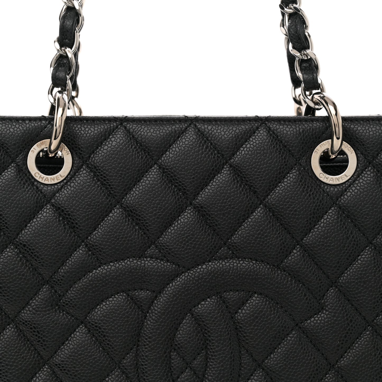 Caviar Quilted Grand Shopping Tote GST Black