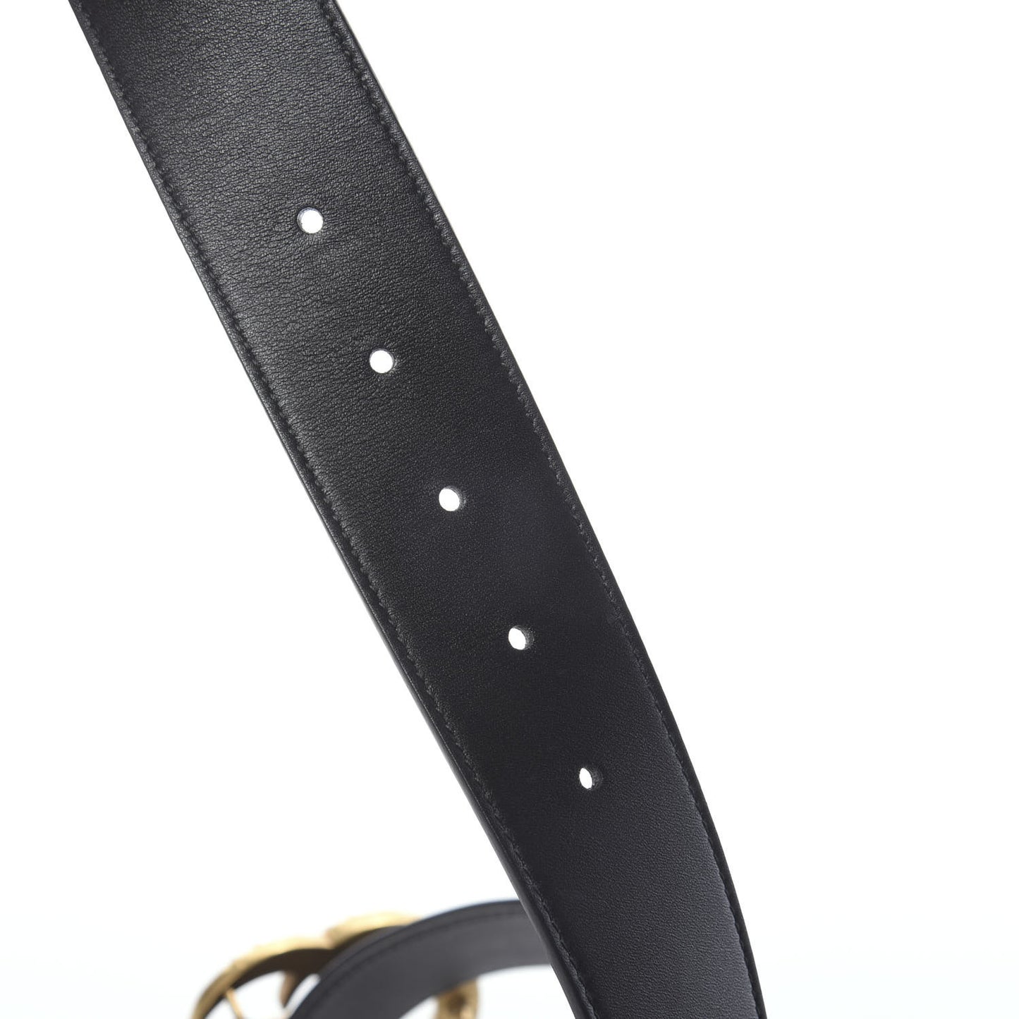 Moon Calfskin Pearl Double G 40mm Belt 80 32 Black Cream