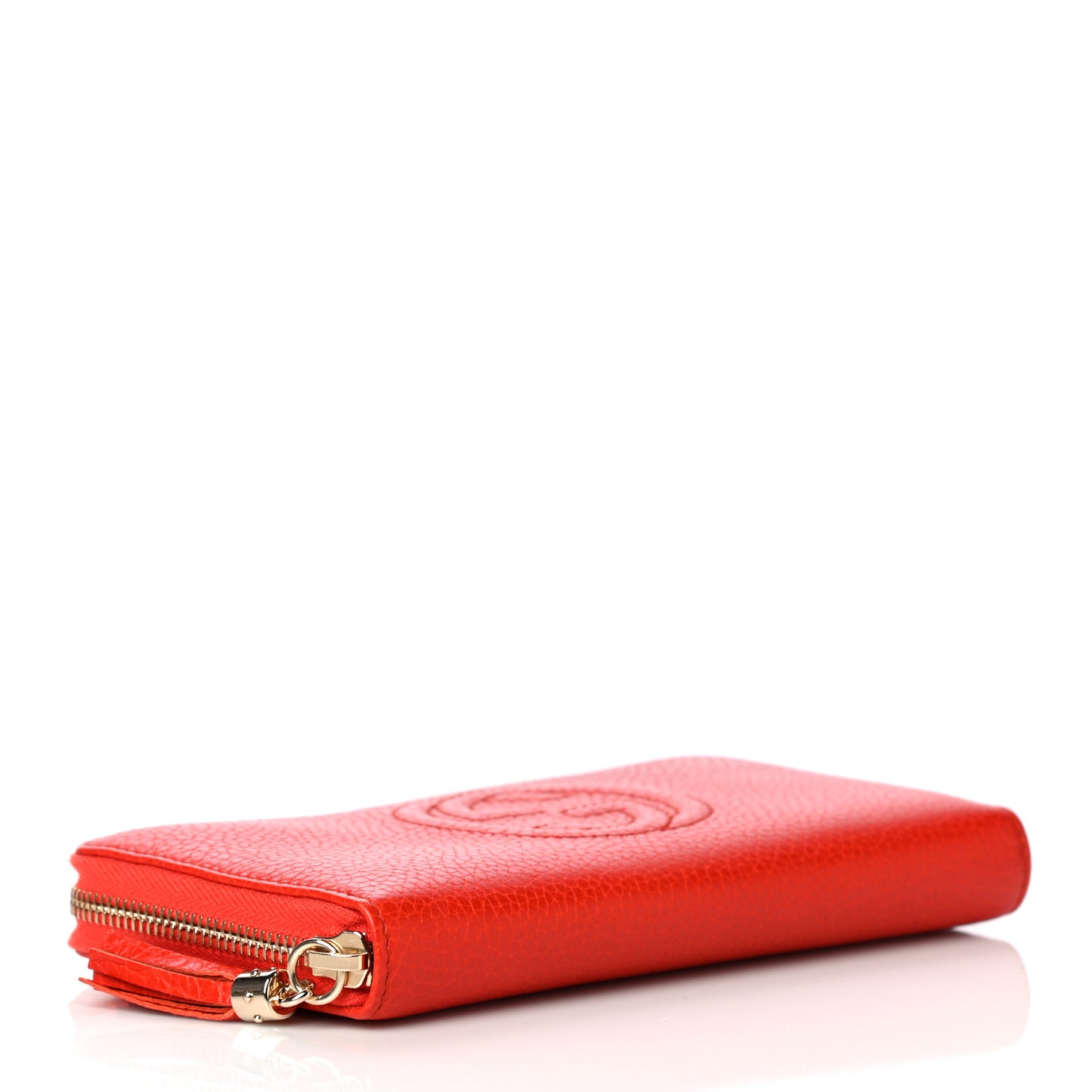 Pebbled Calfskin Soho Zip Around Wallet Sun Orange