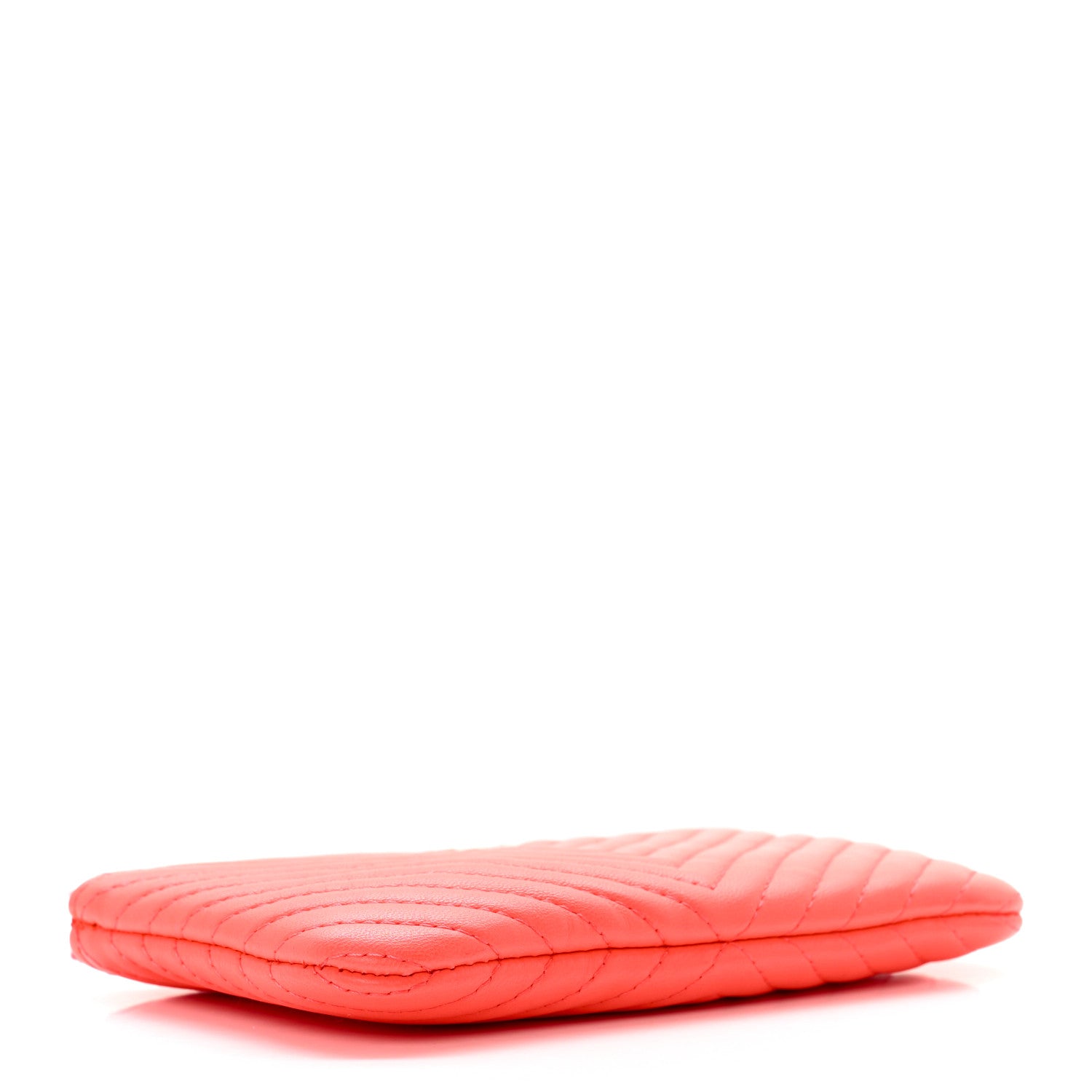 Chanel Lambskin Chevron Quilted Small Cosmetic Case Orange 4 of 8