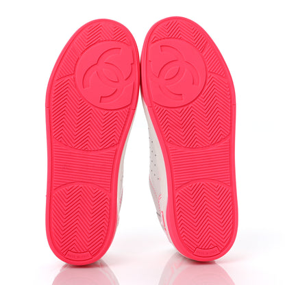 Chanel Calfskin Womens Logo Sneakers 39 Fuchsia White 5 of 7
