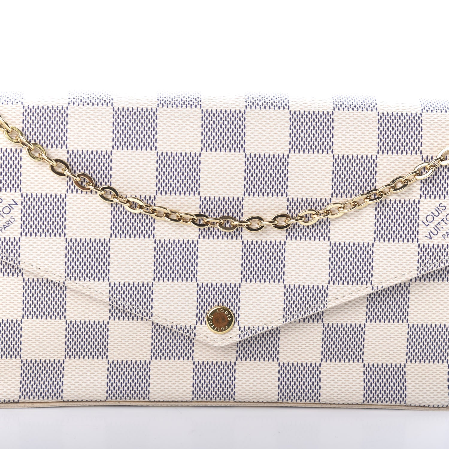 Louis Vuitton Damier Azur Pochette Felicie Chain Wallet Rose Ballerine 7 of 9