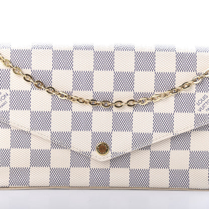 Louis Vuitton Damier Azur Pochette Felicie Chain Wallet Rose Ballerine 7 of 9