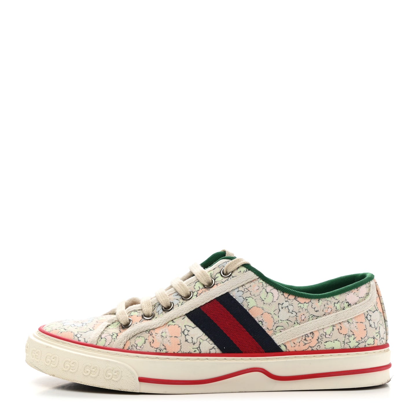 X LIBERTY OF LONDON Canvas Web Tracy Print Womens 1977 Tennis Sneakers 38.5 Mint Peach Mystic White