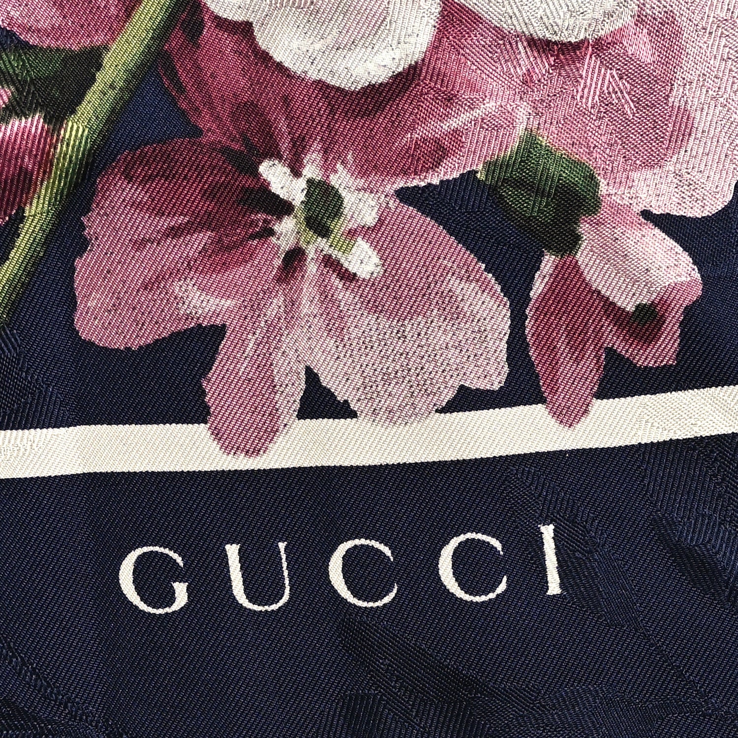 Gucci Modal Silk Blooms Shawl Scarf Navy 2 of 3