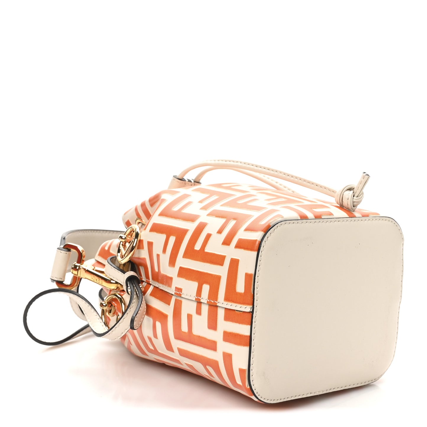 Vitello Liberty F is Fendi Bi-Color FF 1974 Embossed Mini Mon Tresor Bucket Bag Camelia Aranciata