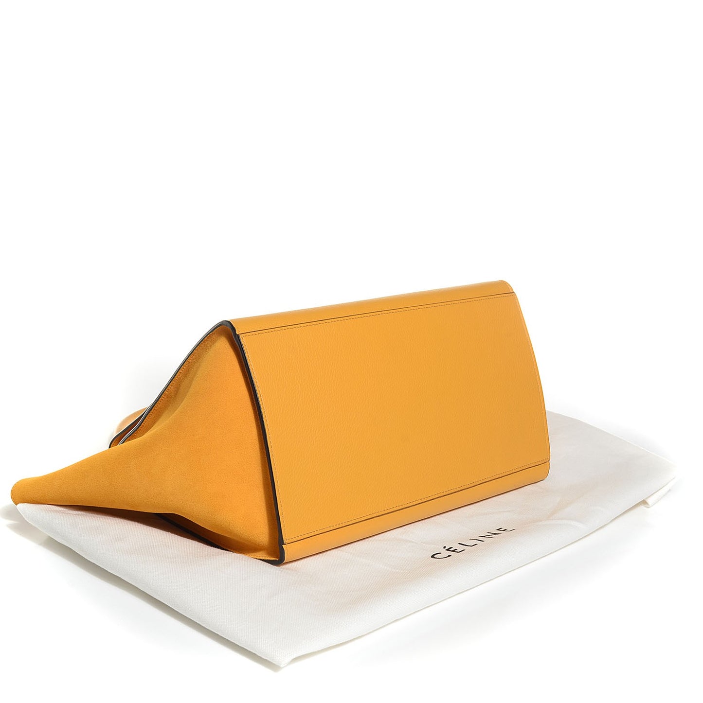 Drummed Calfskin Suede Medium Trapeze Mustard