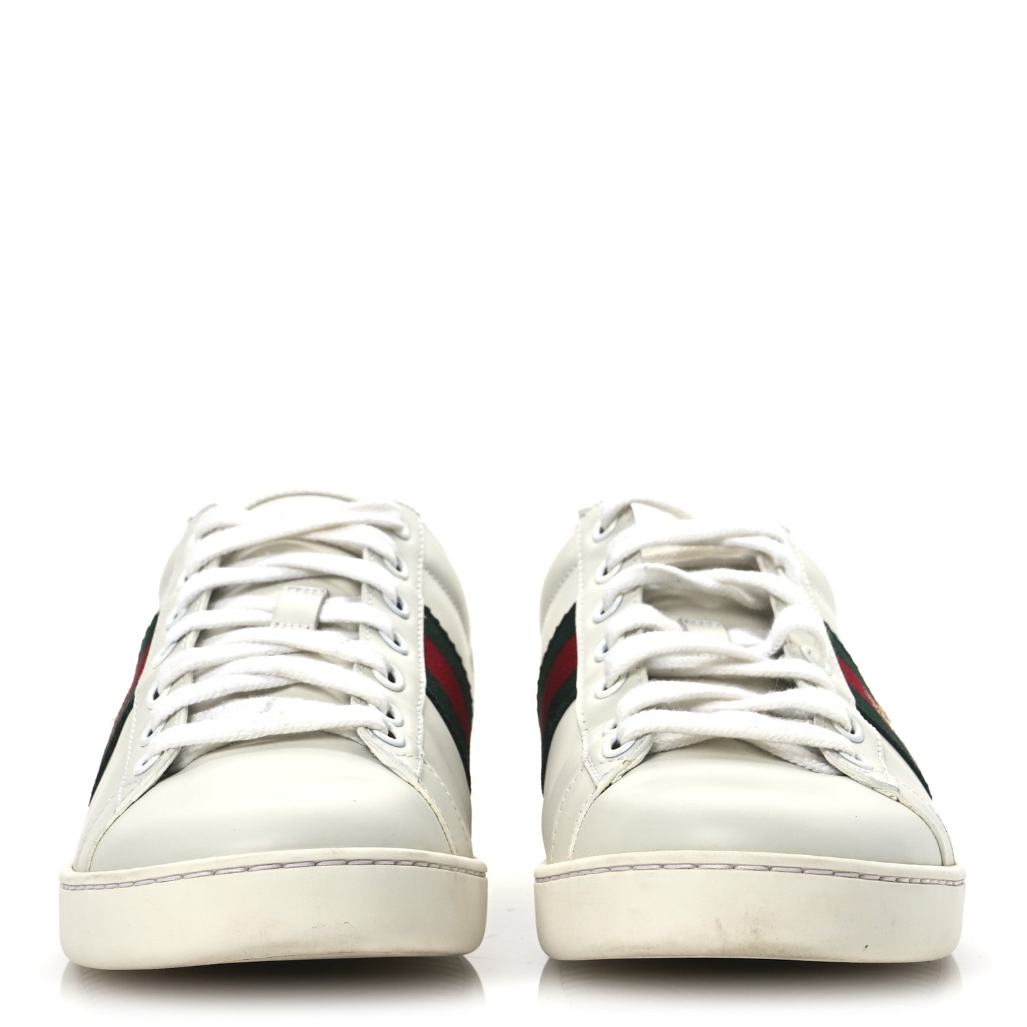 Gucci Calfskin Ayers Bee Embroidered Womens Ace Sneakers 37.5 White Green 3 of 15