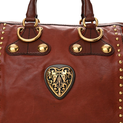 Gucci Calfskin Large Babouska Studded Boston Red 8 of 15